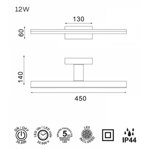 APLIQUE MANTRA MORNE IP44 12W 6763 BLANCO
