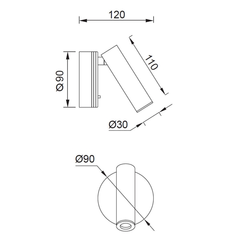 APLIQUE MANTRA 8834 PREA NEGRO LECTOR LED 3W 3000K