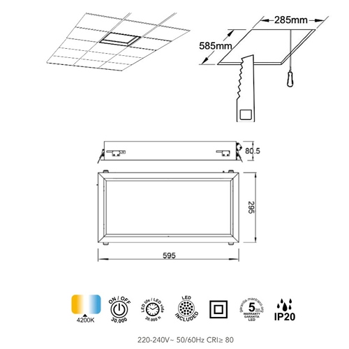 PLAFON MANTRA BLUE SKY LED 9094 EMPOTR 60X30