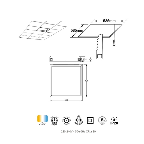 PLAFON MANTRA BLUE SKY LED 9095 EMPOTR 60X60