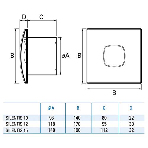EXTRACTOR BAÑO CATA SILENTIS 12 INIOX 01080300
