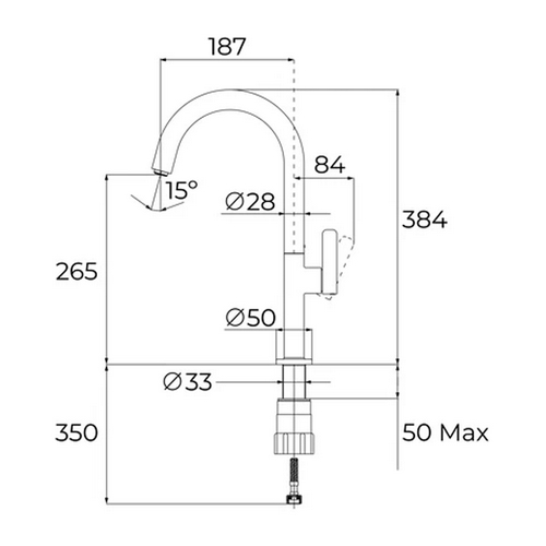 GRIFO COCINA TEKA 116030062 OVAL 915 CROMO