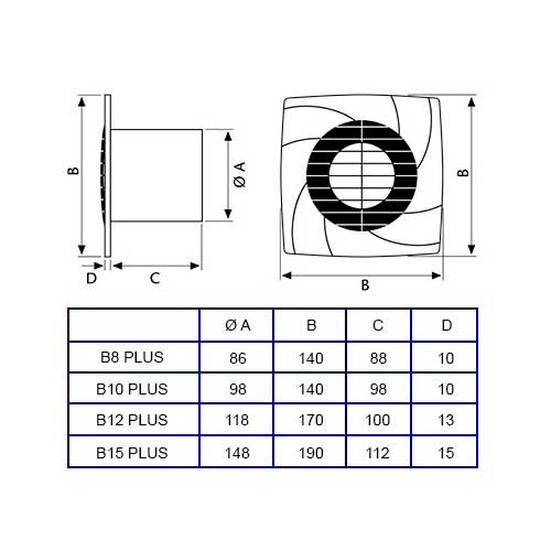 EXTRACTOR BAÑO CATA B-12 PLUS STANDAR BLANC