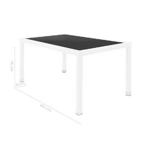 MESA LDK MARLENE RATTAN/CRIST 160X90 BLANC 83299