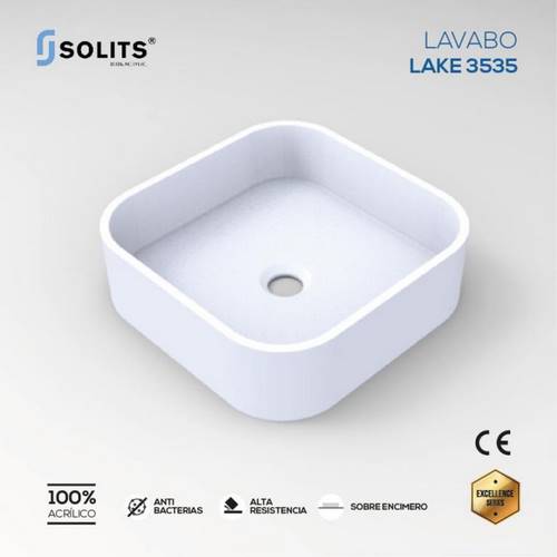 LAVABO SOLITS LAKE ENCIMERO 35X35 BLANC
