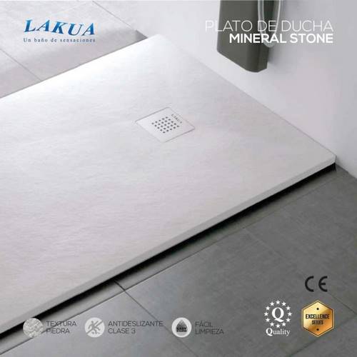 PLATO DUCHA LAKUA STONE MINERAL BLANCO 160X90