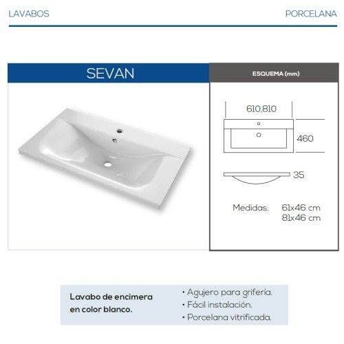 LAVABO LAKUA SEVAN PORCELANA 61X46