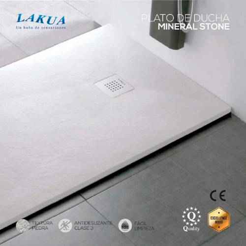 PLATO DUCHA LAKUA STONE MINERAL 160X70 BLANC