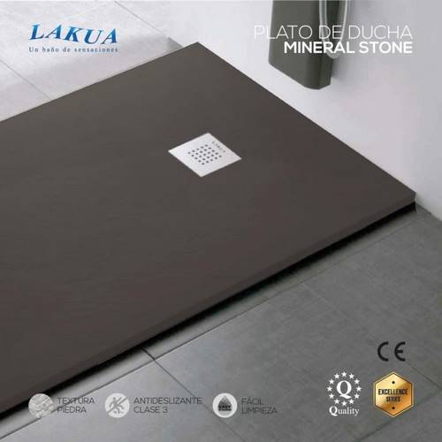 PLATO DUCHA LAKUA STONE MINERAL GRAFITO 180X80