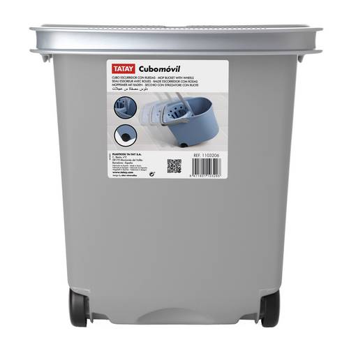 CUBO TATAY ESCURRIDOR RUEDAS GRIS 11032.06