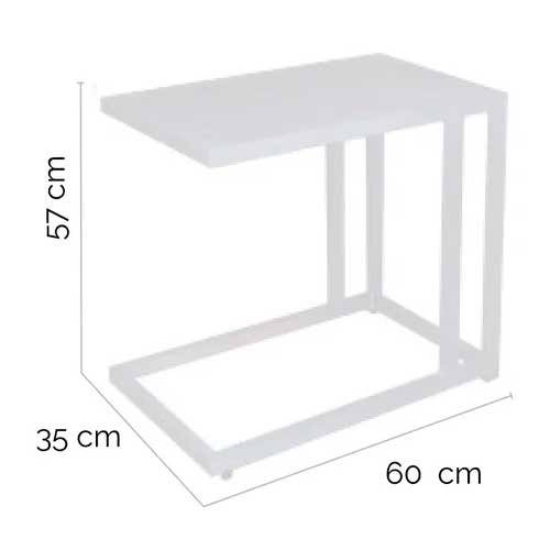 MESA AUXILIAR LDK AGNES ALUM 60X35 BLANC 127377