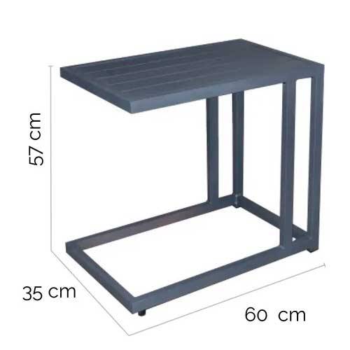 MESA AUXILIAR LDK AGNES ALUM 60X35 GRAFIT 127378