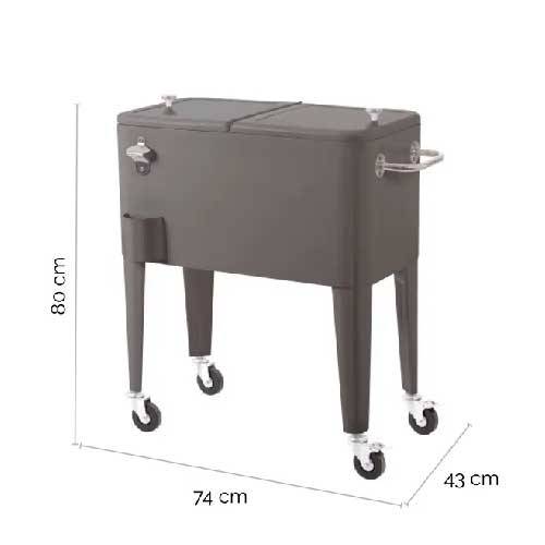 NEVERA LDK VINTAGE MET C/RUED 74X43X80 GRIS 127388