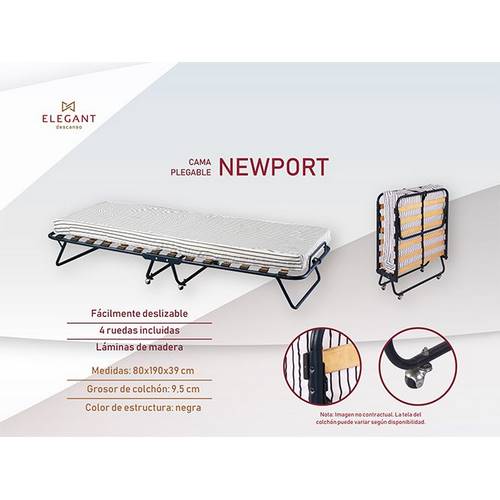 CAMA PLEGABLE ELEG NEWPORT 80X190
