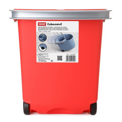CUBO TATAY ESCURRIDOR RUEDAS ROJO 11032
