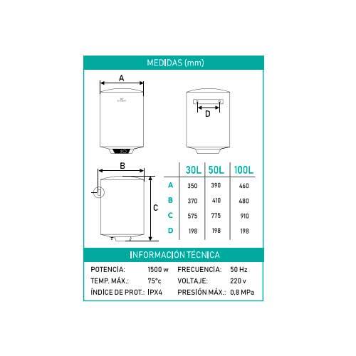 TERMO ELEC ELEGANT TEO 100L 30300140100