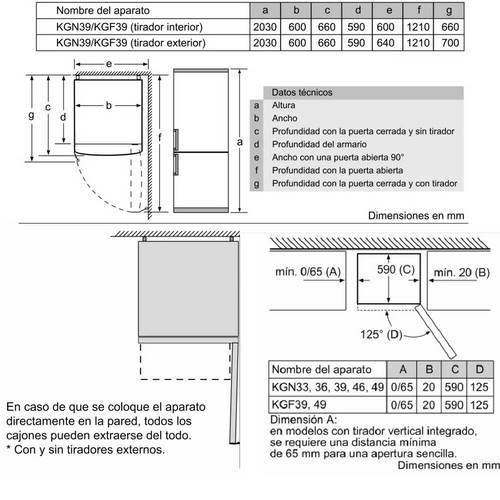FRIGORIFICO BOSCH KGN39IJ3A PTA COLOR COMBI KVN39I