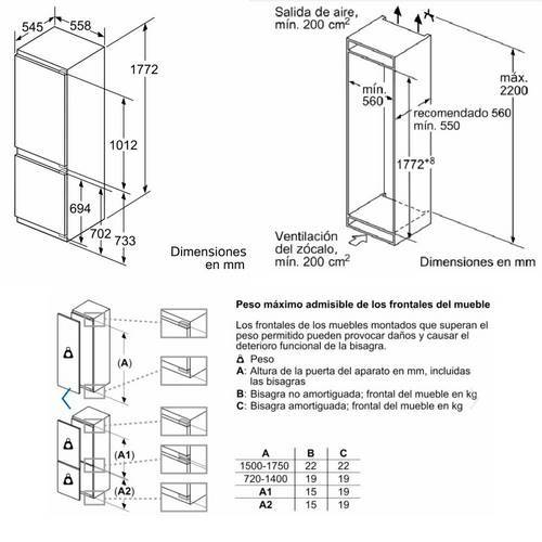 FRIGORIFICO BOSCH KIN86AFF0 COMBI INTEG 177CM