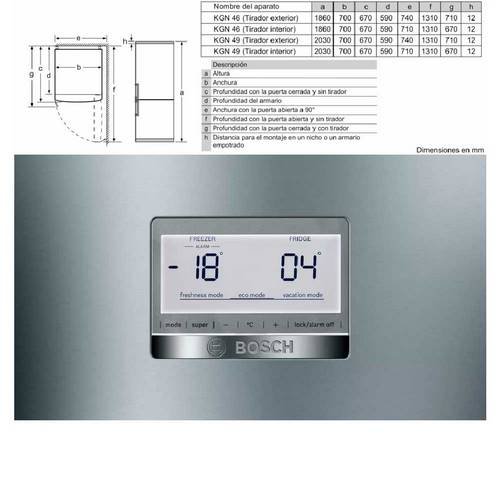 FRIGORIFICO BOSCH KGN49AIEP COMBI INDEP 203X70CM