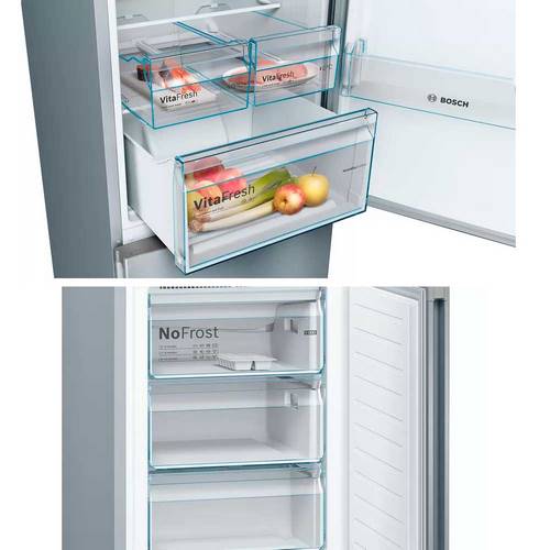 Frigorífico combi  Bosch KGN39VIEA, No frost, 203 cm, 368 l, Cajón  VitaFresh, EasyAccess, Inox antihuellas