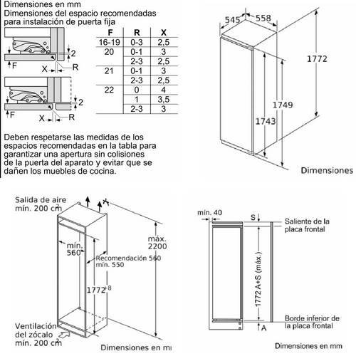 FRIGORIFICO BALAY 3FIE737S INTEG 1PTA 177,5X56CM