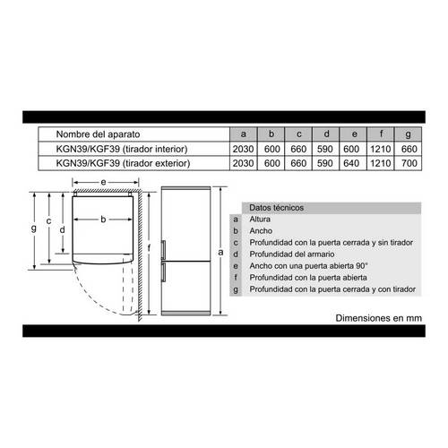 FRIGORIFICO BOSCH KGN39AIEP COMBI ACERO 203X60CM