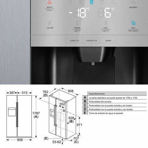 FRIGORIFICO SIEMENS KA93DAIEP AMERICANO INOX 178,7