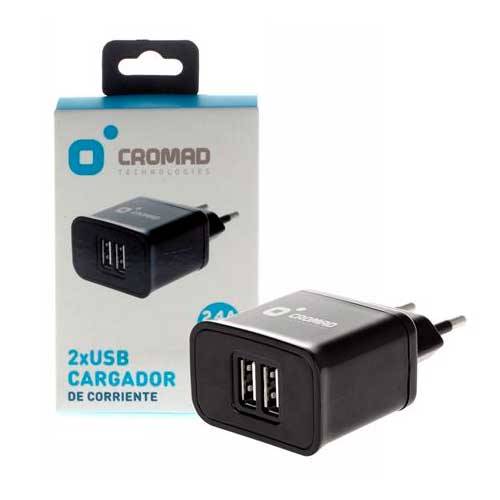 CARGADOR CROMAD CR0795 CORRIENTE 2.4A 2XUSB NEGRO