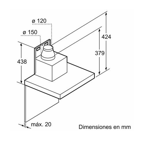 CAMPANA BOSCH DWB97JP50 DECORATIVA PARED INOX 90CM