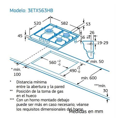 ENCIMERA BALAY 3ETX563HB ACERO 60CM GAS