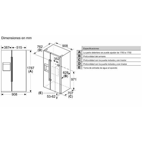 FRIGORIFICO BOSCH KAD93AIEP AMERICANO INOX SERIE6
