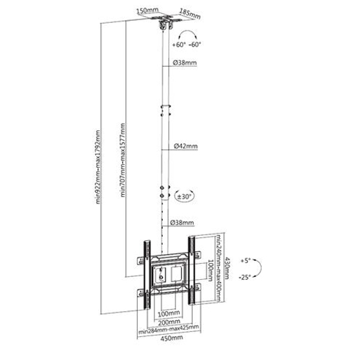 SOPORTE CROMAD CR1018 TECHO 32"-70"