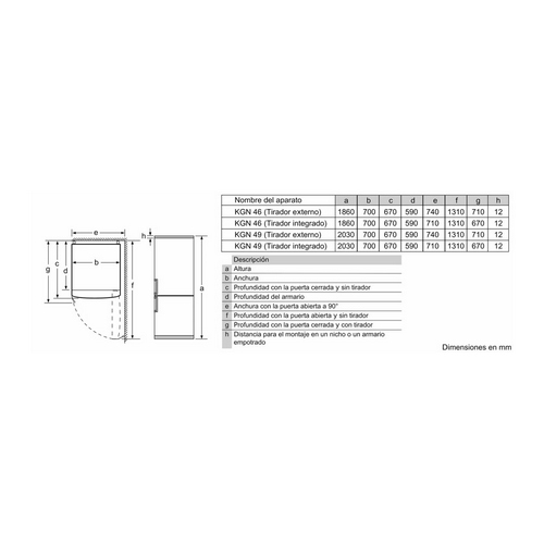 FRIGORIFICO BOSCH KGN49XIDQ COMBI INDEP 203 INOX D