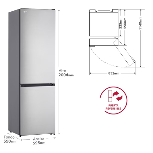 FRIGORIFICO LG GBM22HSADH COMBI 2,04M NF INOX D