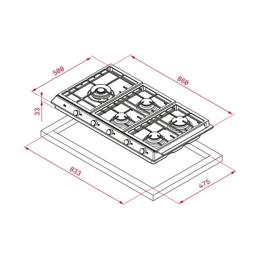 ENCIMERA TEKA EX9015 GAIALDR GAS 5ZNS 86 112610045
