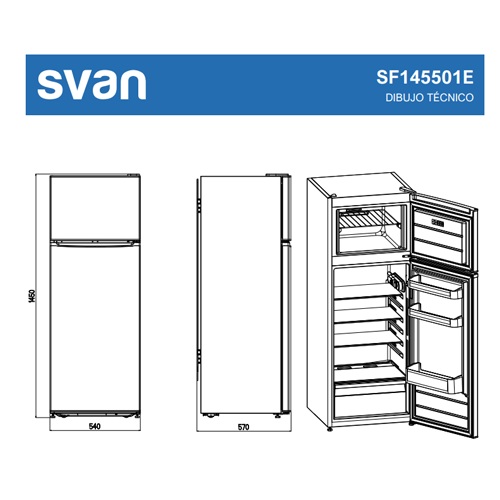 FRIGORIFICO SVAN SF145501E 2PTAS CICLICO 143CM E
