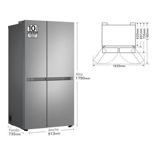 FRIGORIFICO LG GSBC40PYPE SBS INOX 179CM E