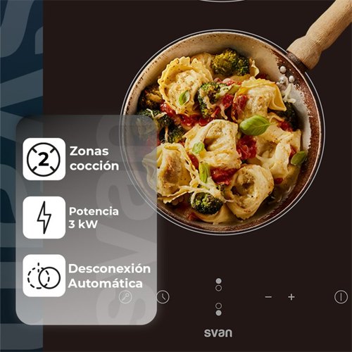 VITROCERAMICA SVAN SV2301 2ZON 3000W 50CM CRIS NEG