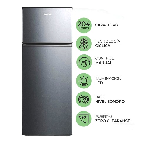 FRIGORIFICO SVAN SF145502EX 2PTAS 143CM INOX 204L