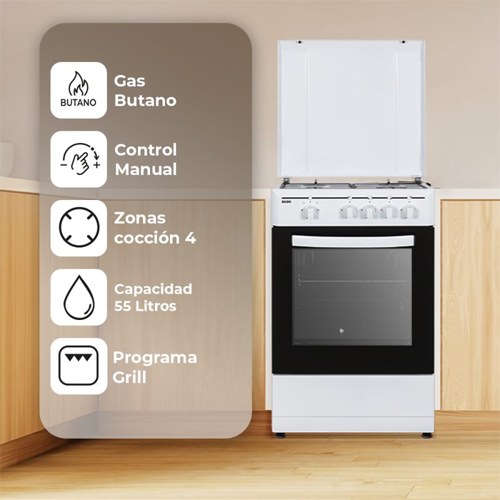 COCINA SVAN SKG4500TM GAS BUT BLANCA 87X50CM