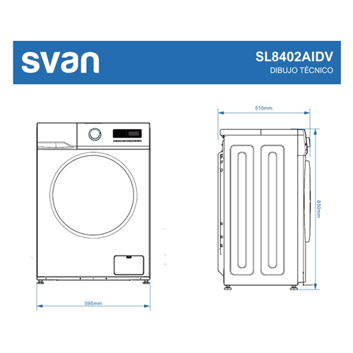 LAVADORA SVAN SL8402AIDV C.FR 8KG 1400RPM BLAN