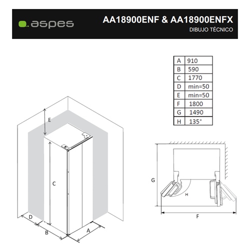 FRIGORIFICO ASPES AA18900ENF AMERICANO NF 177CM E