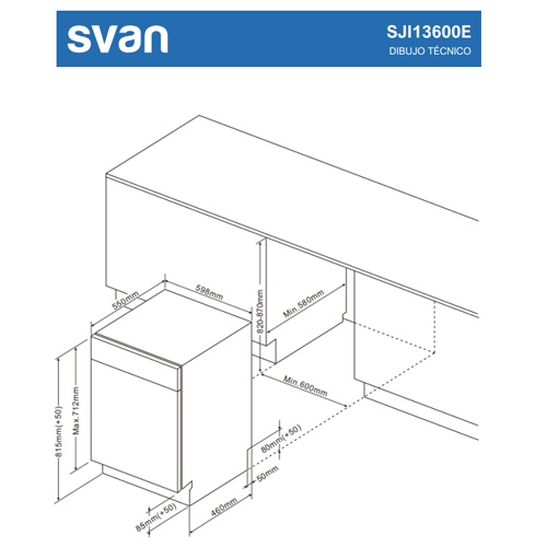 LAVAVAJILLAS SVAN SJI13600E INT 60CM INOX E