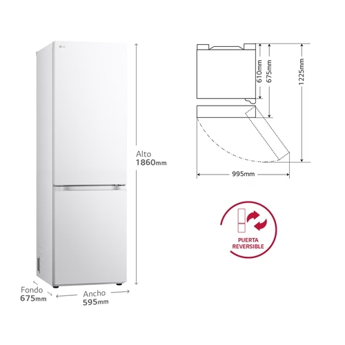 FRIGORIFICO LG GBV3100ASW COMBI BL 1,86M 374L A