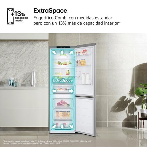 FRIGORIFICO LG GBV3100APY COMBI INOX 374L 1,86 A
