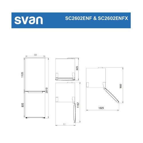 FRIGORIFICO SVAN SC2602ENFX COMBI NF INOX 2MT E