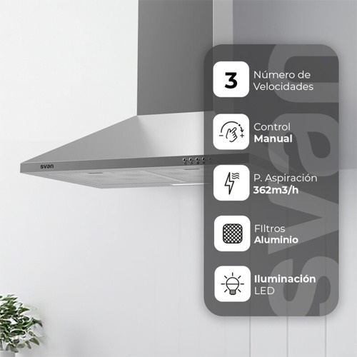 CAMPANA SVAN SCPP601BX PIRAMIDAL INOX CLASEB B