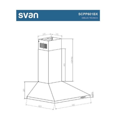 CAMPANA SVAN SCPP601BX PIRAMIDAL INOX CLASEB B