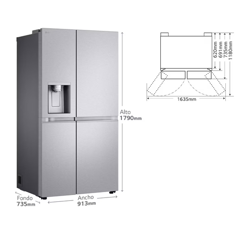 FRIGORIFICO LG GSLE91MBAC SBS ACERO 628L C