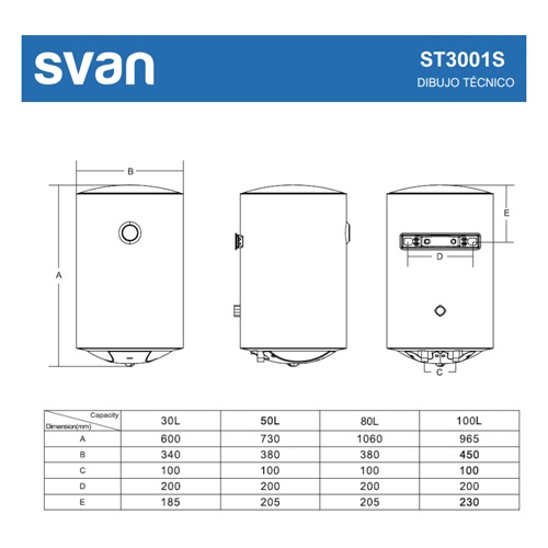 TERMO ELEC SVAN ST3001S VERT 30L BLAN C 1500W